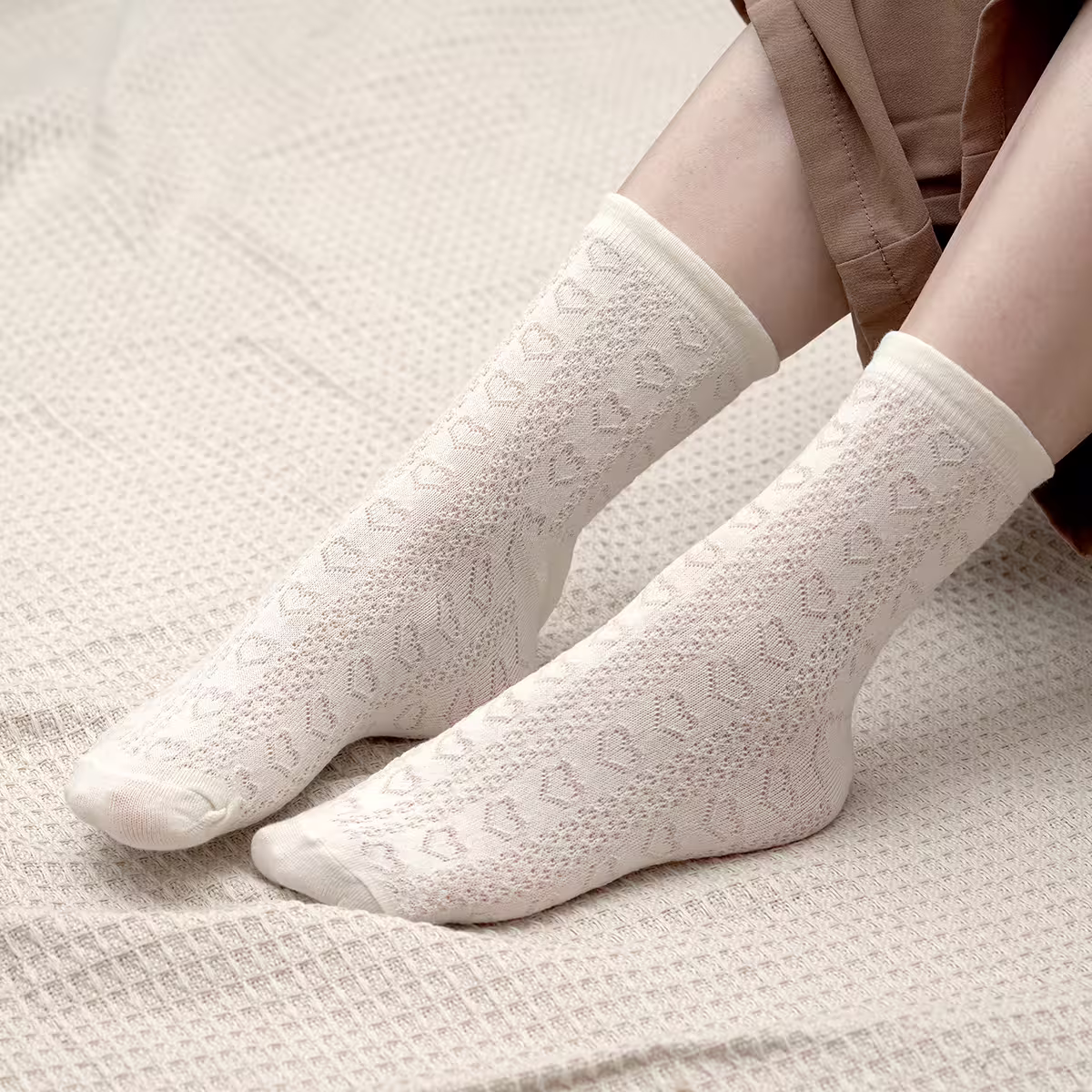 白粉蝴蝶結&times;中筒襪&times;五雙套件襪子組-第6張