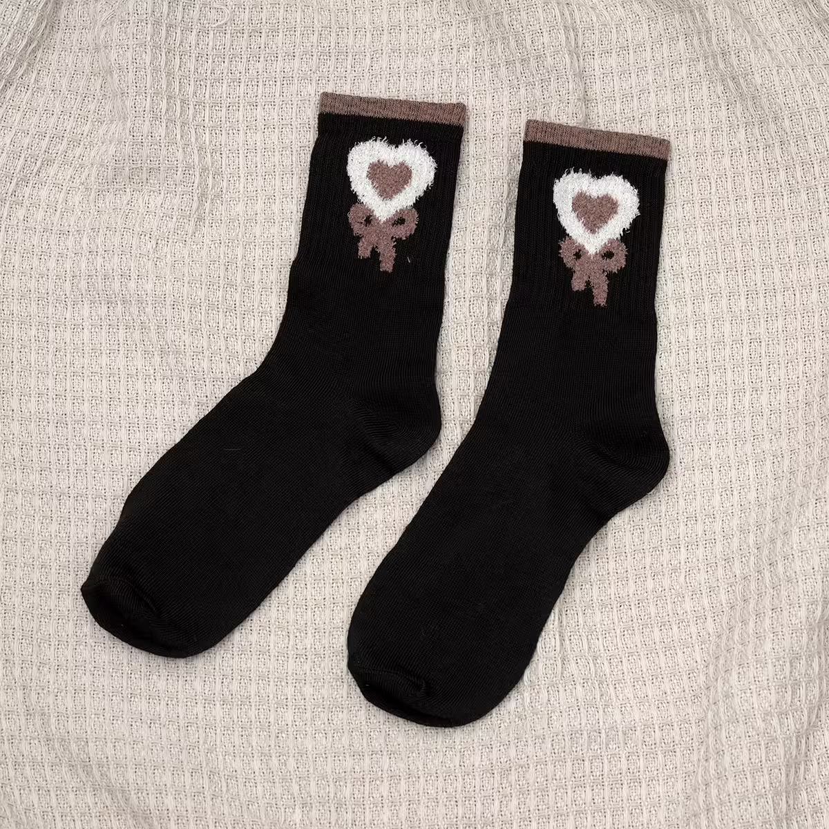 熊熊笑臉蝴蝶結愛心&times;中筒襪&times;四雙套件襪子組-第5張