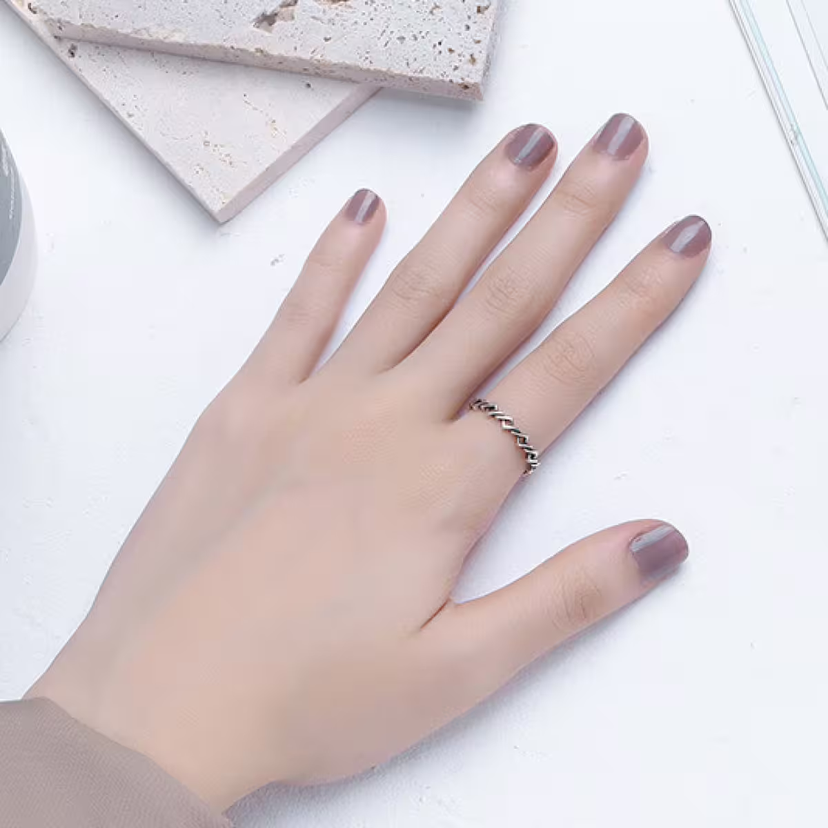 925銀飾&times;交錯菱角&times;開口戒指-第6張