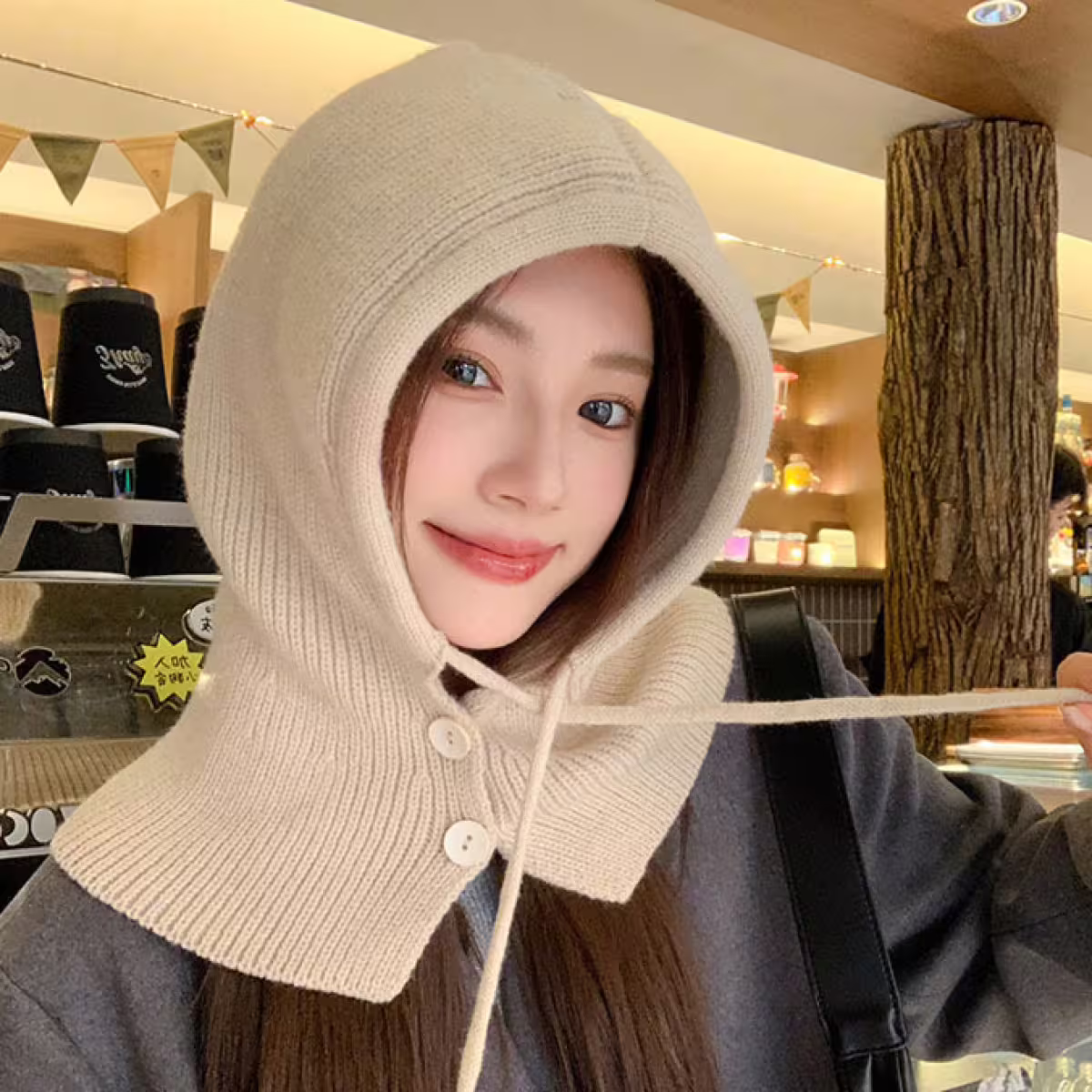 巴拉克拉法帽&times;毛帽&times;米白-第6張