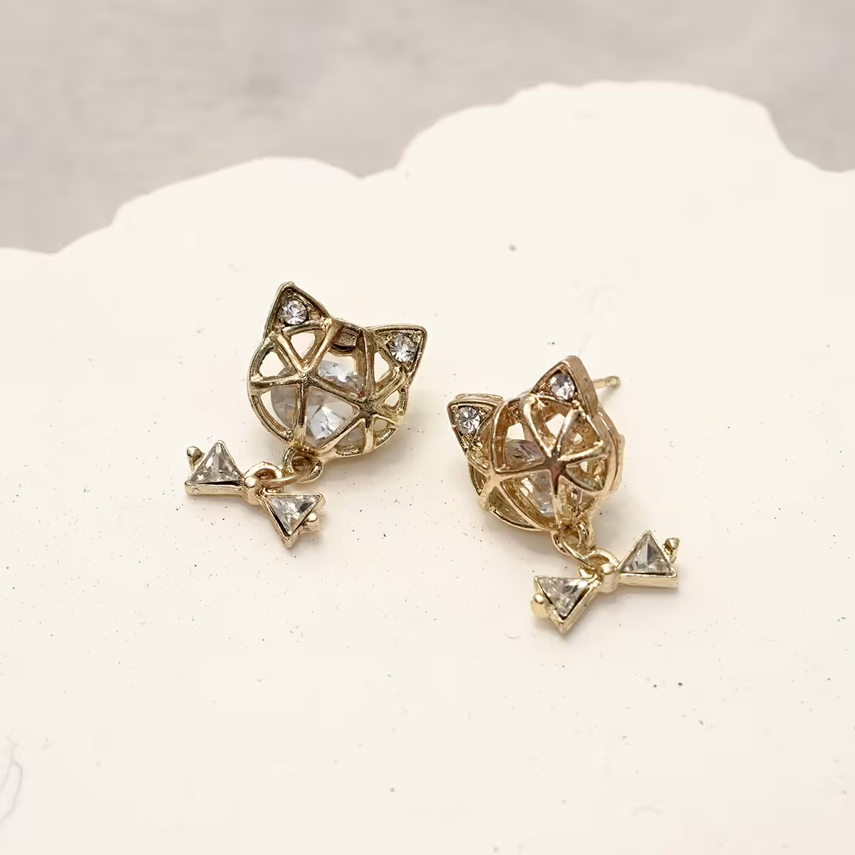 立體鏤空貓咪&times;吊墜耳環-第3張