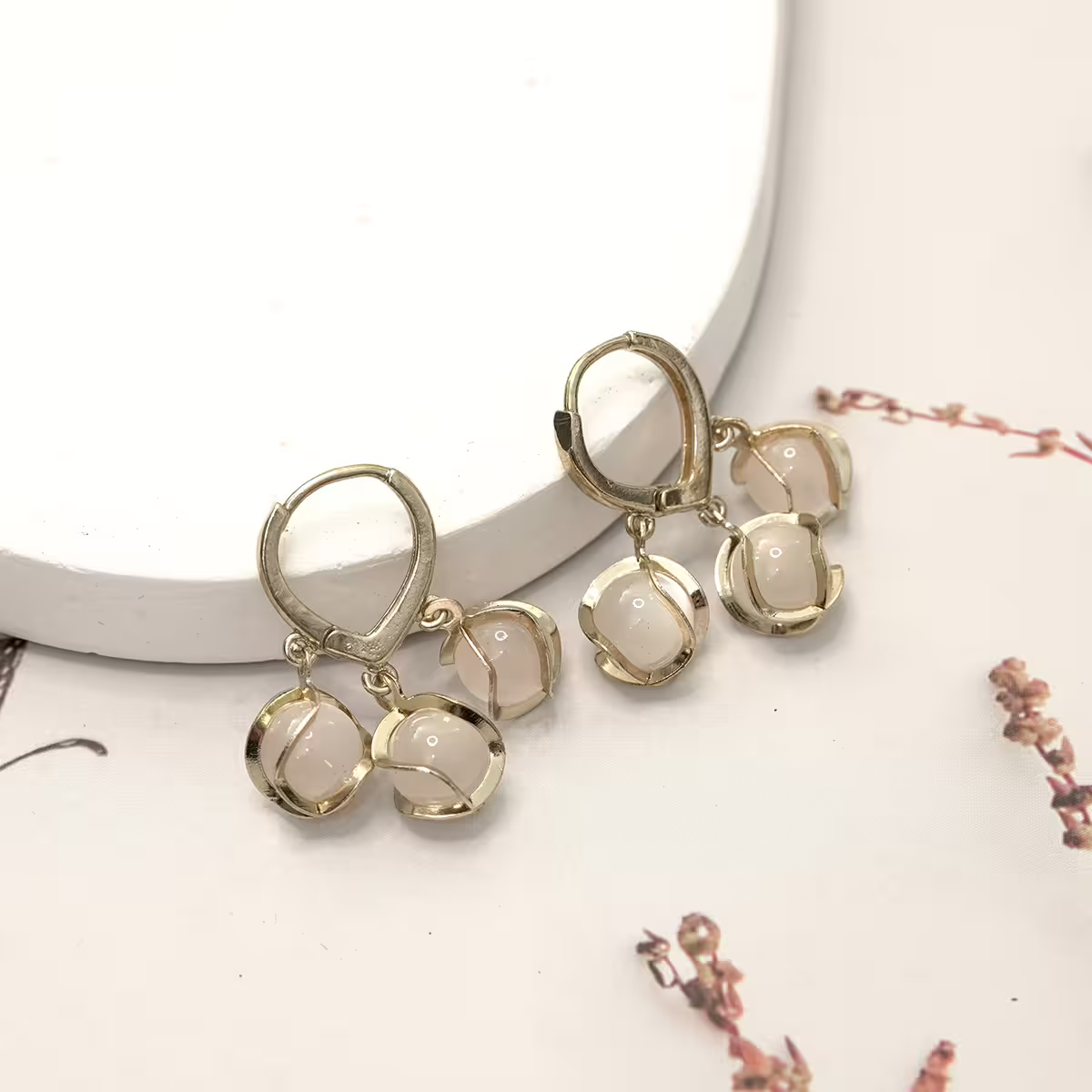 三顆貓眼珠&times;吊墜耳扣-第1張