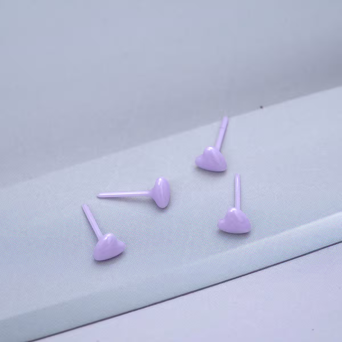 小愛心&times;陶瓷&times;養耳棒&times;二套件耳環組&times;紫色-第1張