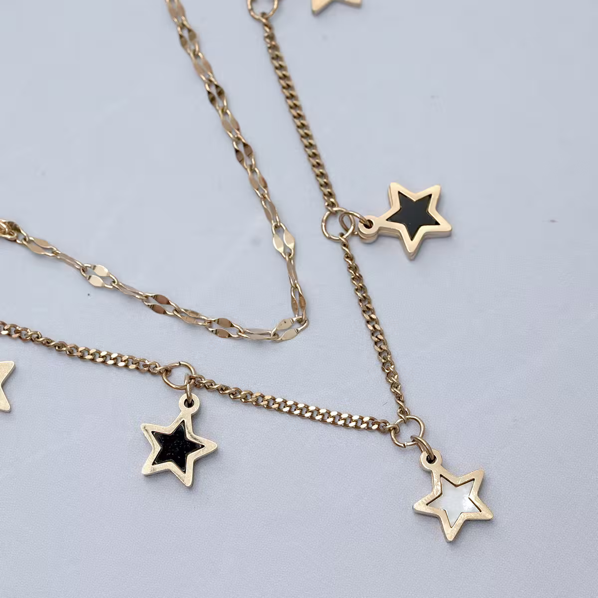 316鋼飾&times;星白星星&times;雙層手鍊/腳鍊&times;金色-第3張