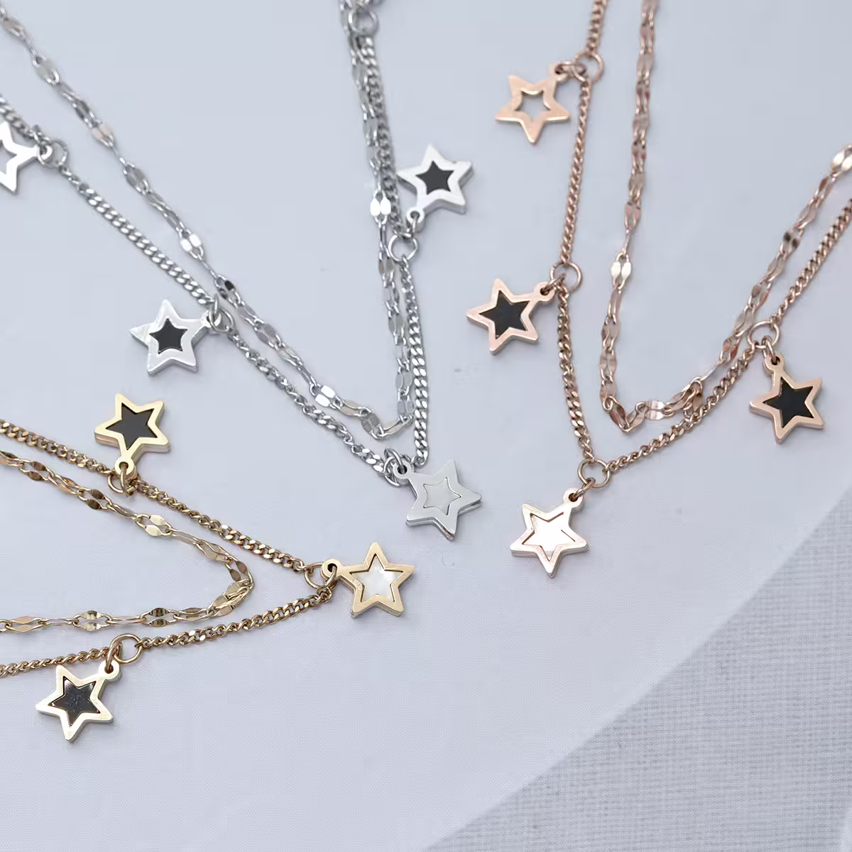 316鋼飾&times;星白星星&times;雙層手鍊/腳鍊&times;玫瑰金-第6張