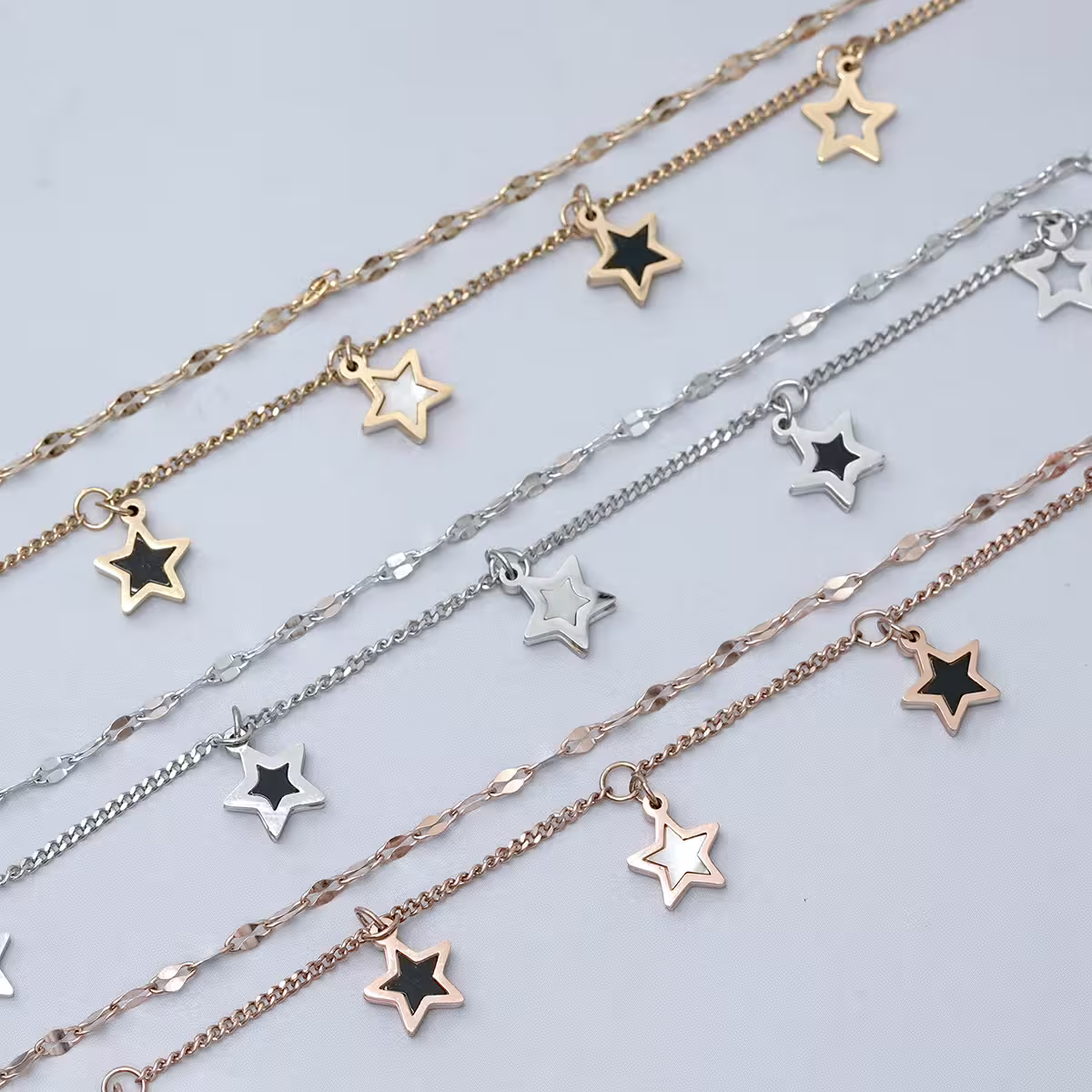 316鋼飾&times;星白星星&times;雙層手鍊/腳鍊&times;玫瑰金-第5張