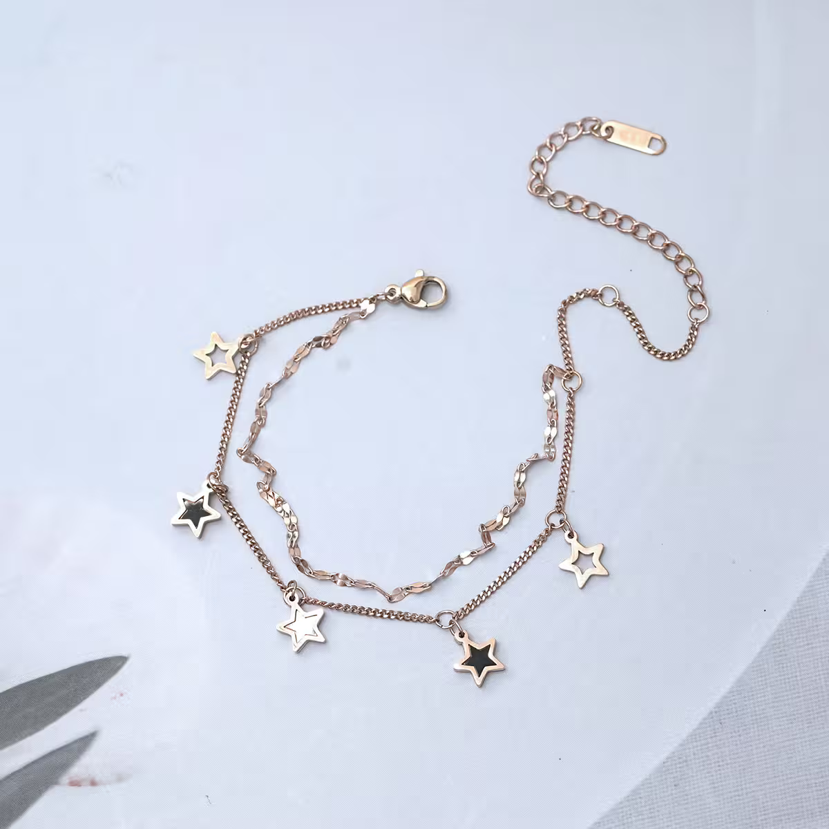 316鋼飾&times;星白星星&times;雙層手鍊/腳鍊&times;玫瑰金-第1張