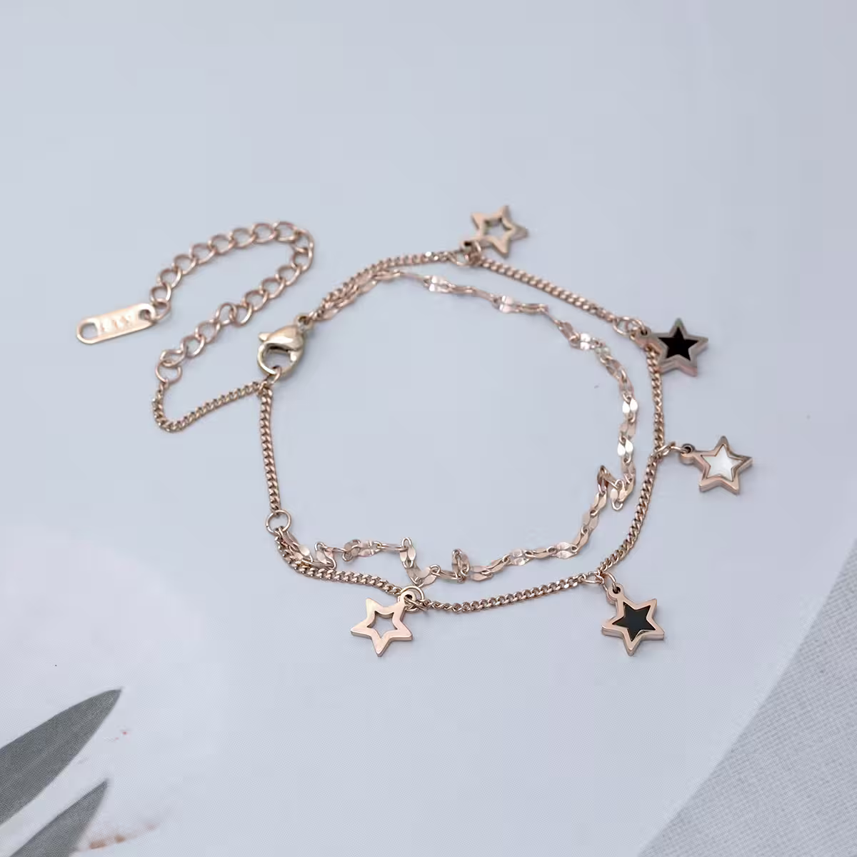 316鋼飾&times;星白星星&times;雙層手鍊/腳鍊&times;玫瑰金-第2張
