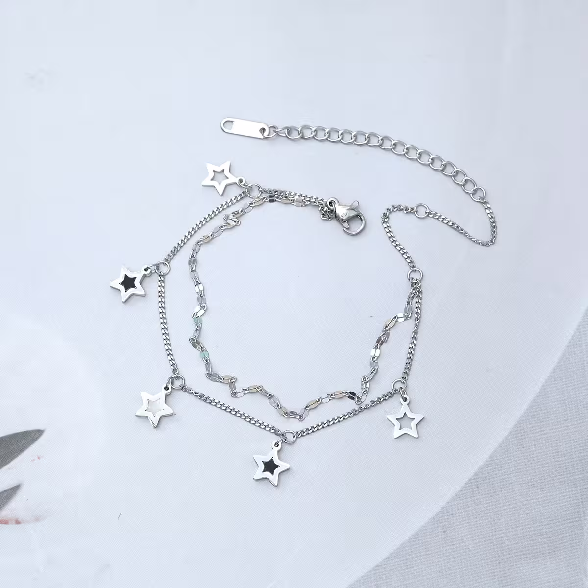 316鋼飾&times;星白星星&times;雙層腳鍊&times;銀色-第2張
