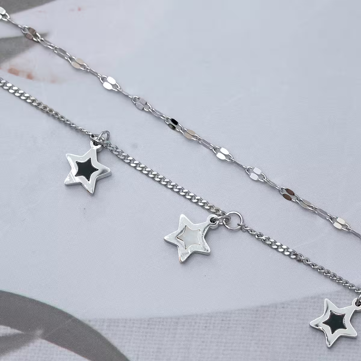 316鋼飾&times;星白星星&times;雙層腳鍊&times;銀色-第4張