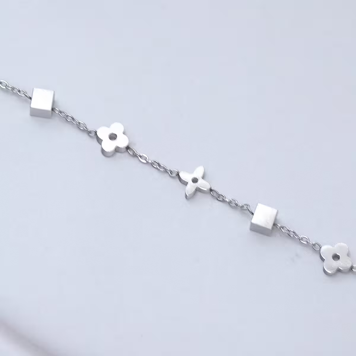 316鋼飾&times;老花方塊&times;手鍊&times;銀色-第3張