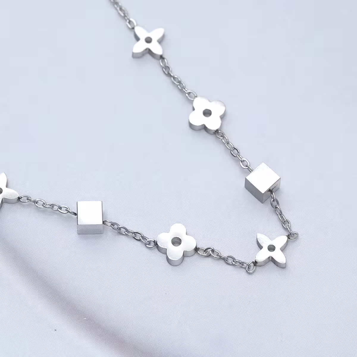 316鋼飾&times;老花方塊&times;手鍊&times;銀色-第4張