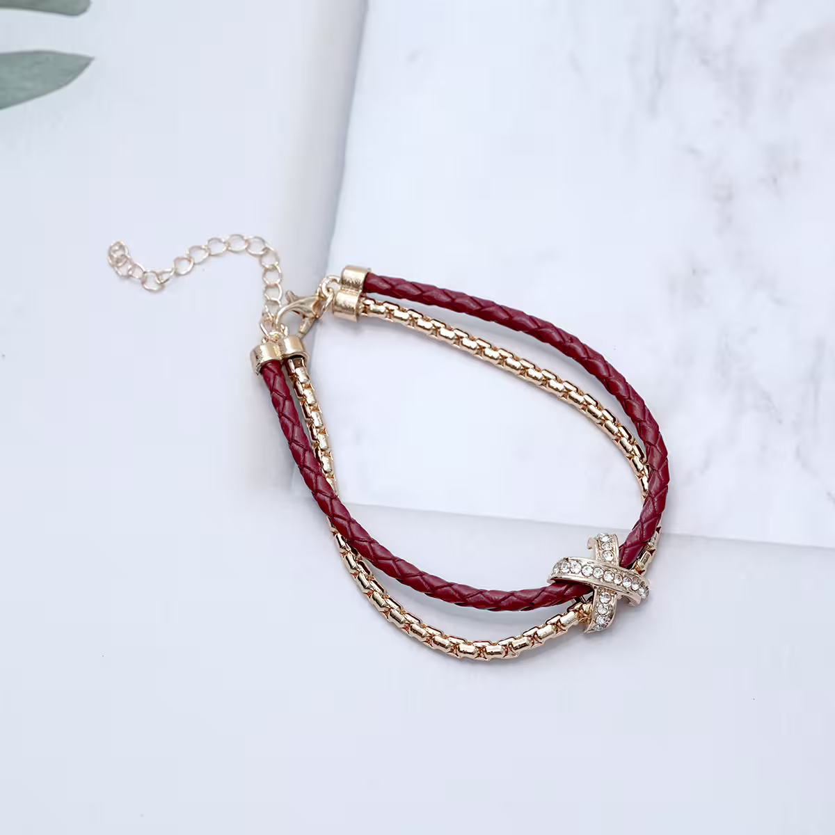 紅繩金線交叉&times;雙層手鍊-第2張