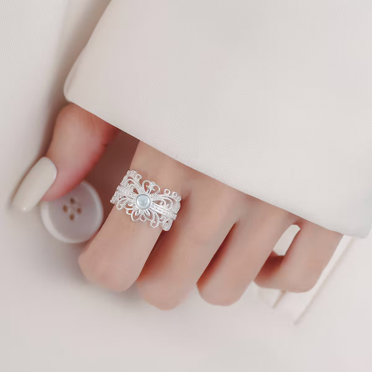 925銀飾&times;宮廷風鏤空蕾絲&times;開口戒指-第6張