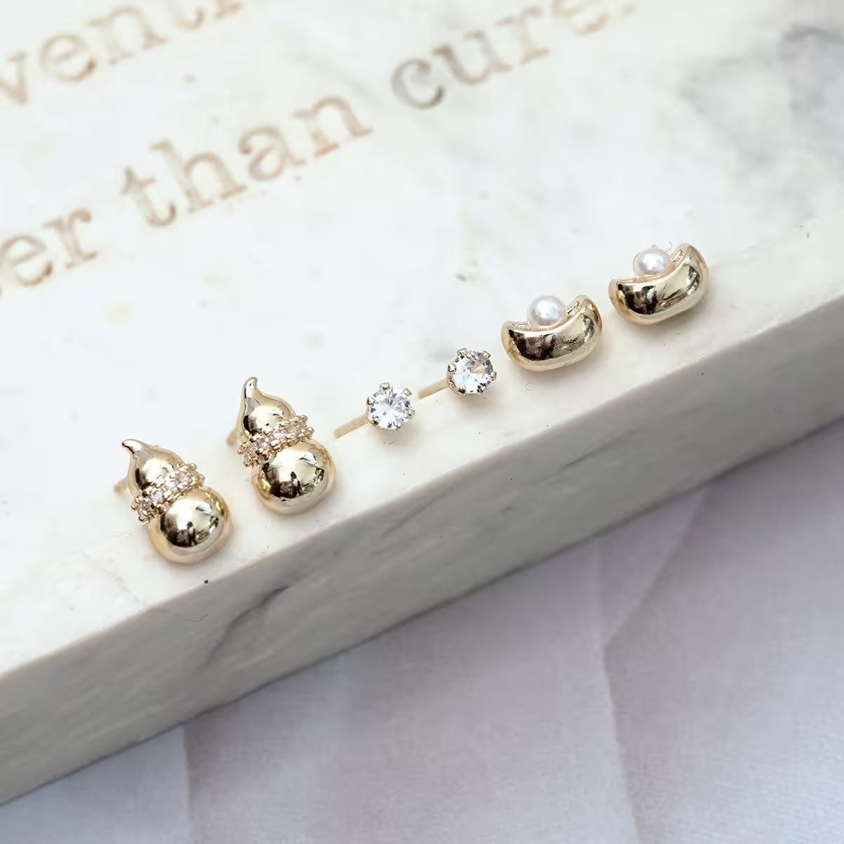 葫蘆元寶晶鑽&times;三套件耳環組-第1張