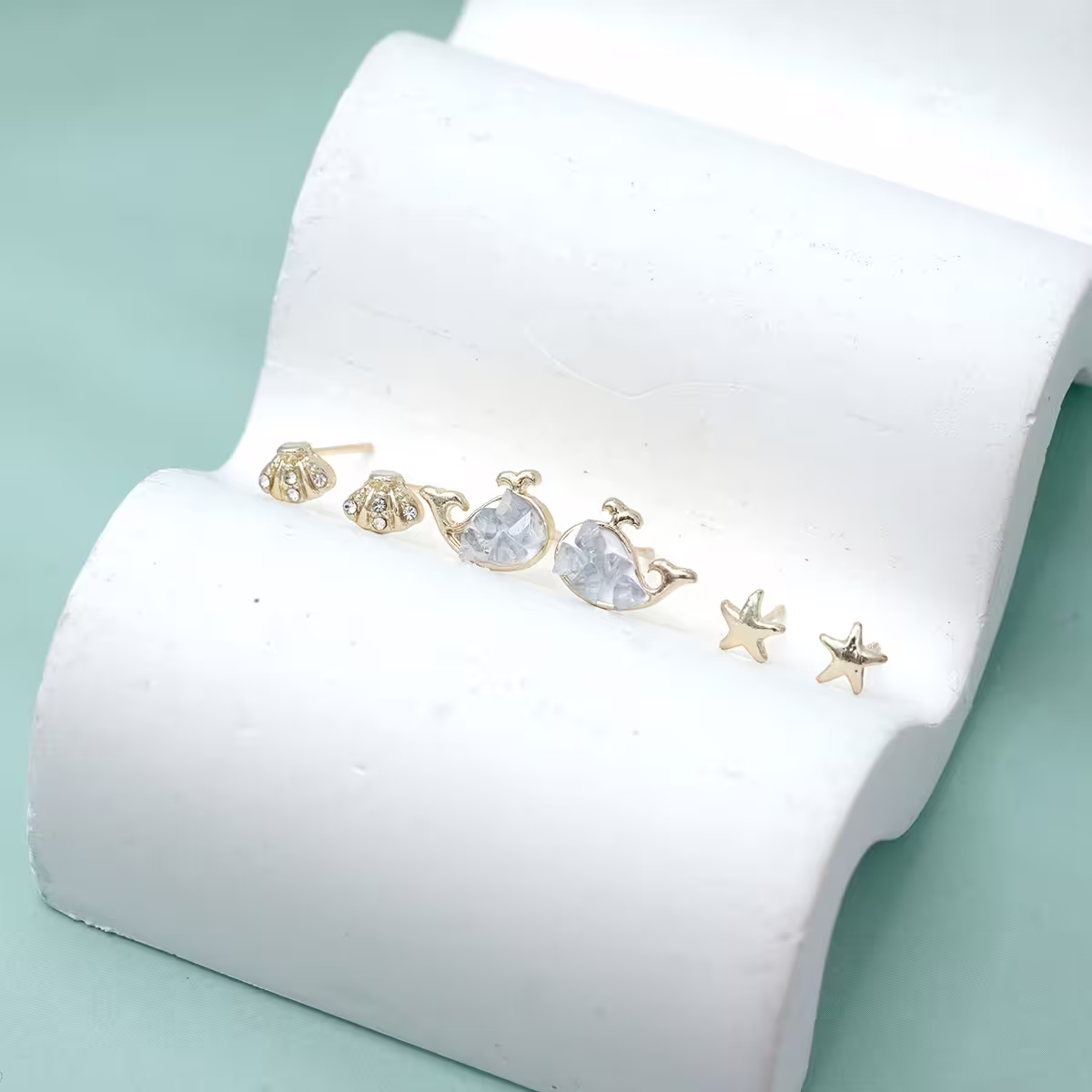 鯨魚海洋貝殼&times;三套件耳環組-第2張