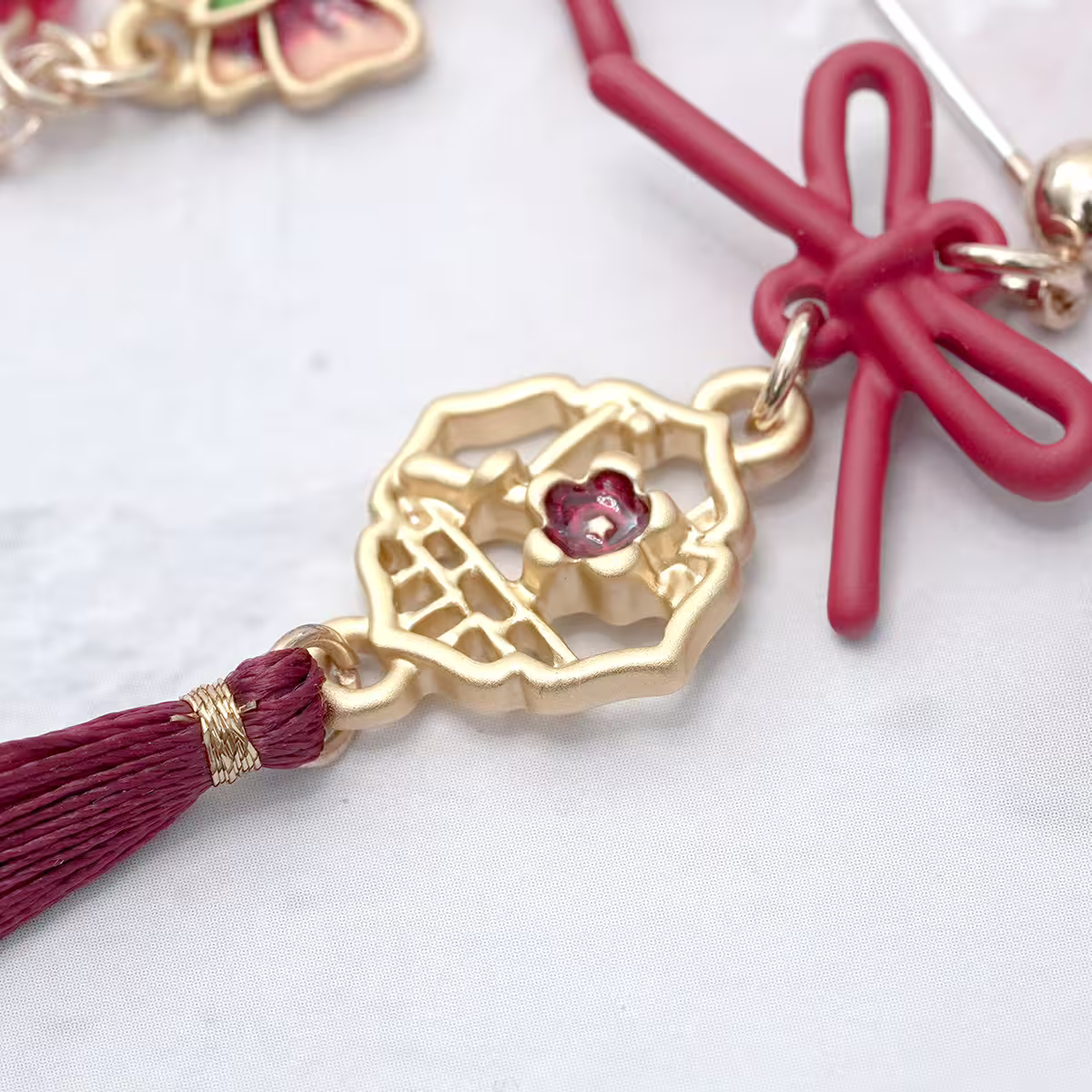 蝴蝶古風窗花&times;不對稱吊墜耳環-第4張