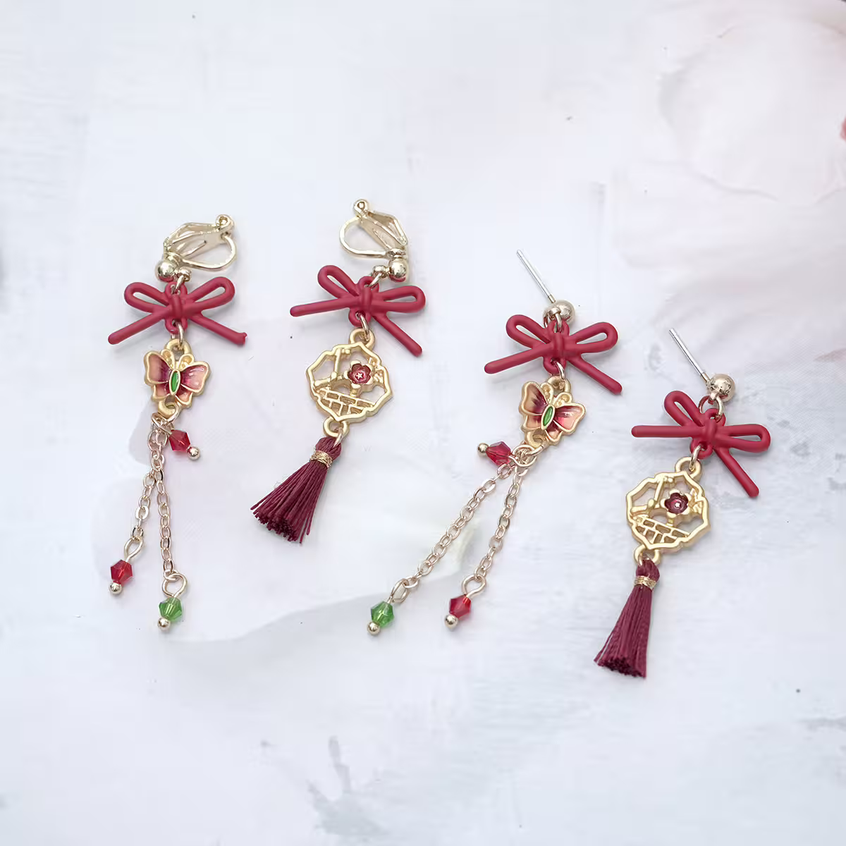 蝴蝶古風窗花&times;不對稱三角耳夾-第5張