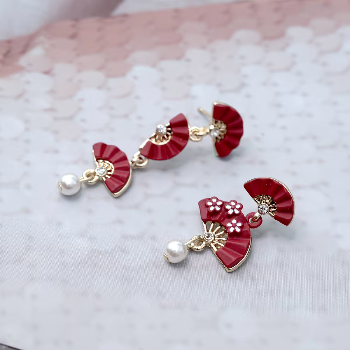 梅映紅扇&times;不對稱吊墜耳環-第2張