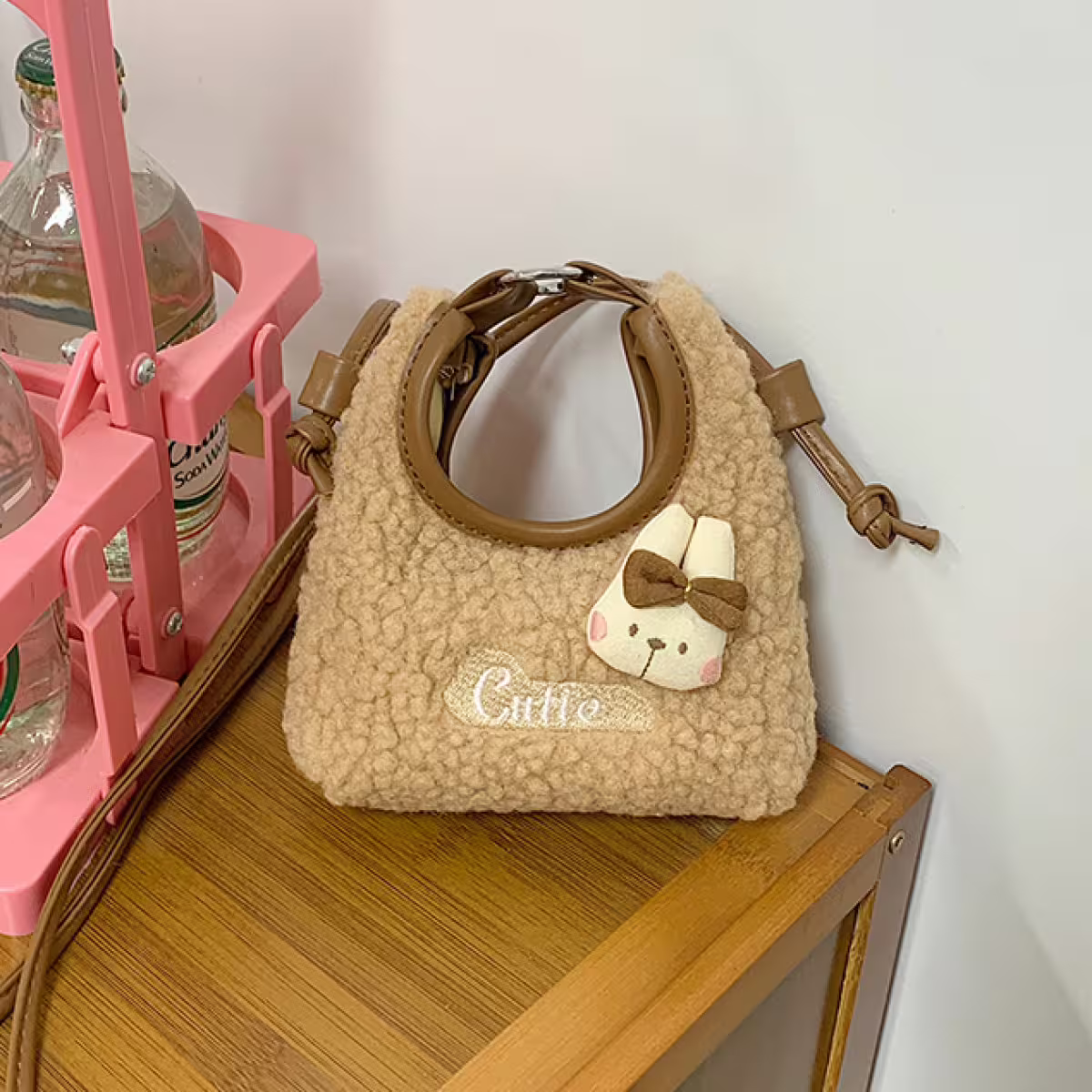 Cutie小兔羊羔捲毛&times;斜背包&times;卡其-第2張