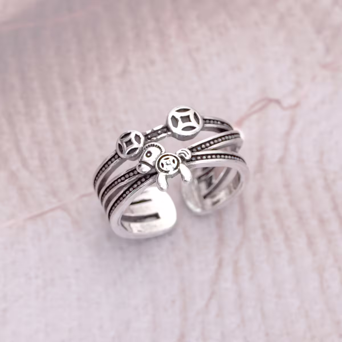 925銀飾&times;馬上有錢&times;開口戒指-第2張