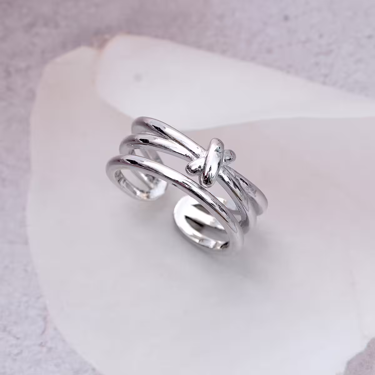 925銀飾&times;線條打結雙層&times;開口戒指-第1張