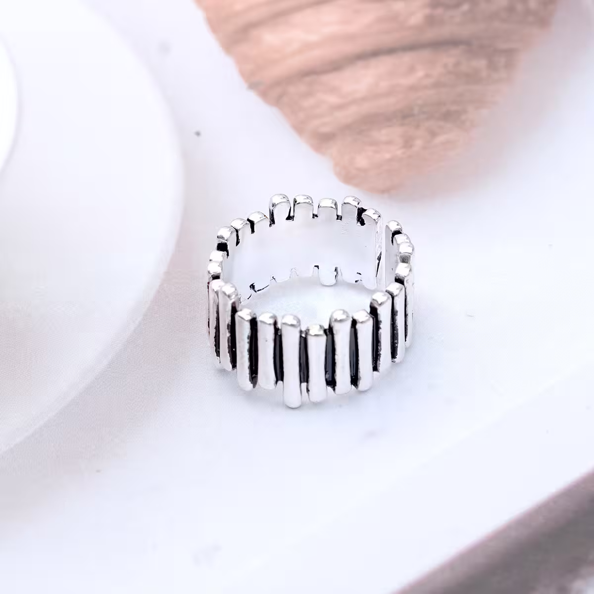 925銀飾&times;波浪柵欄&times;開口戒指-第3張