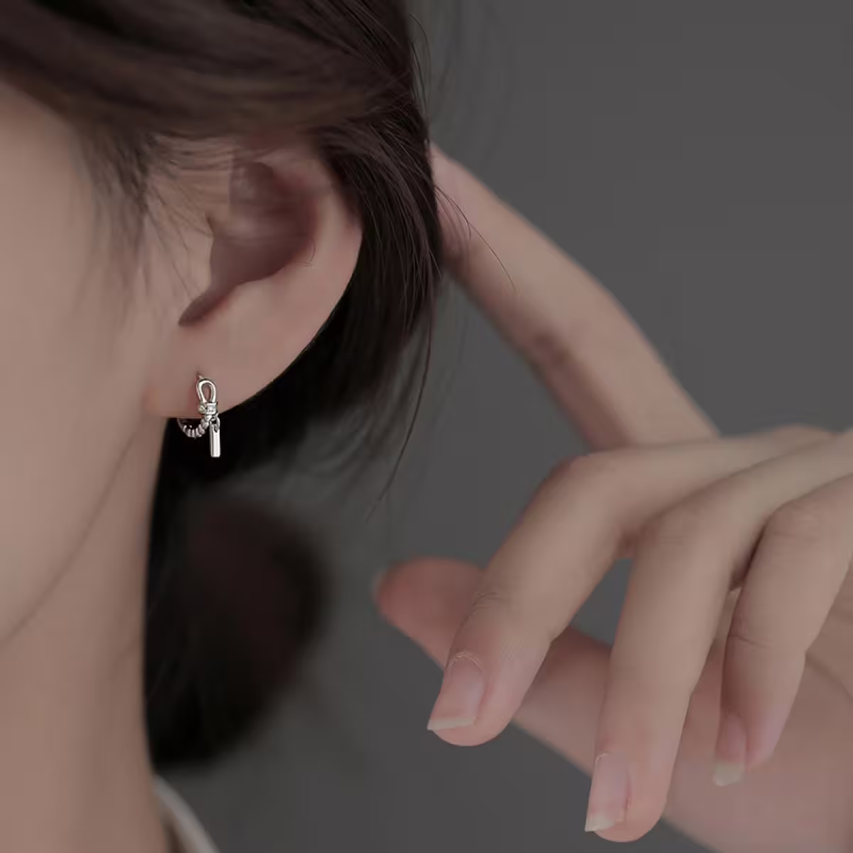 925銀針&times;繩結垂吊小銀牌&times;耳扣-第5張