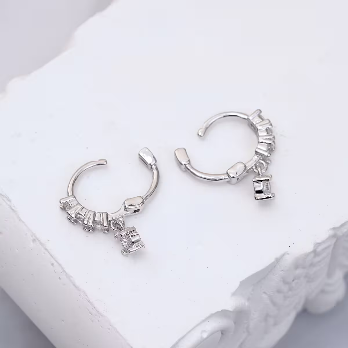 925銀針&times;單排鋯石垂鑽&times;耳扣-第3張