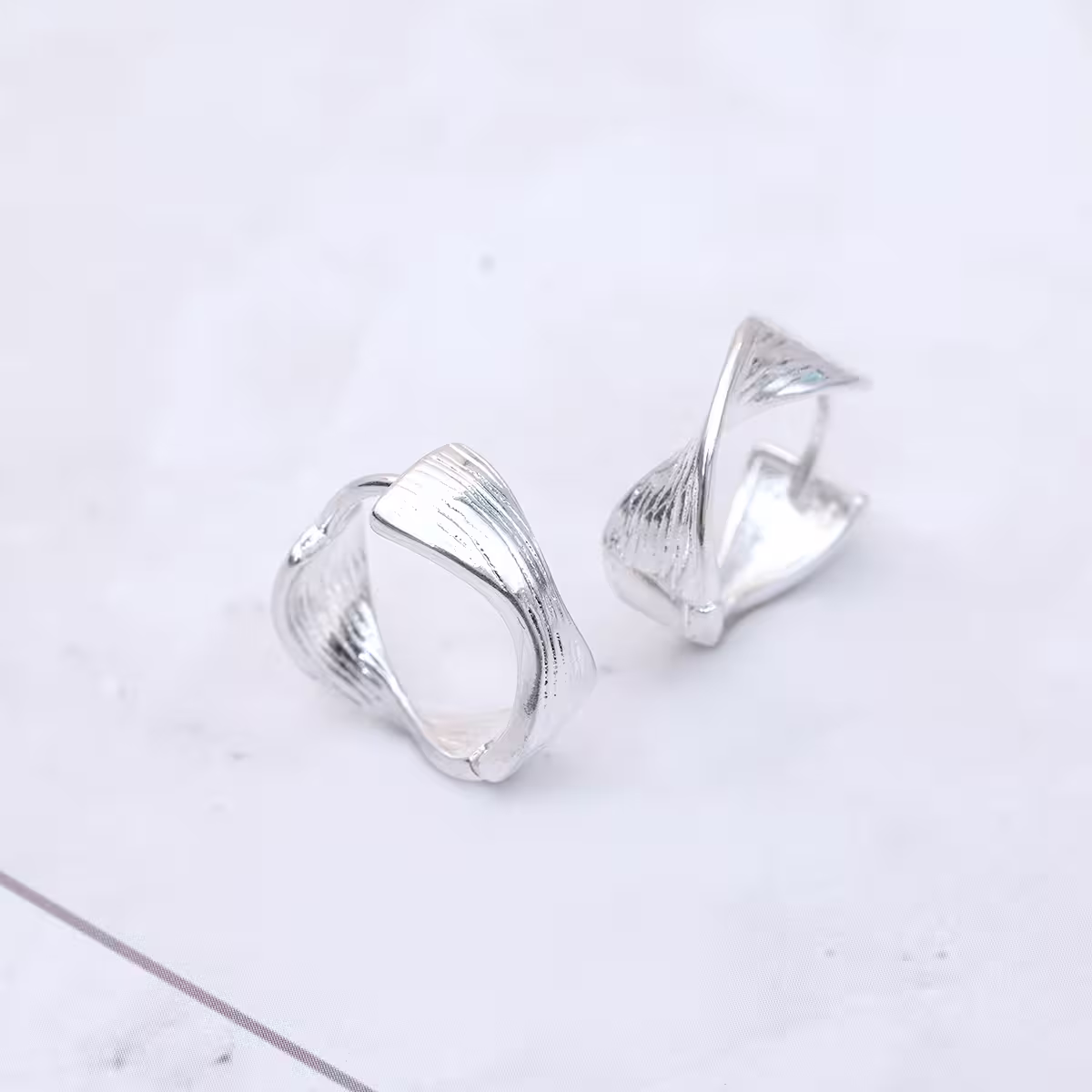 925銀針&times;拉絲扭曲&times;耳扣-第2張