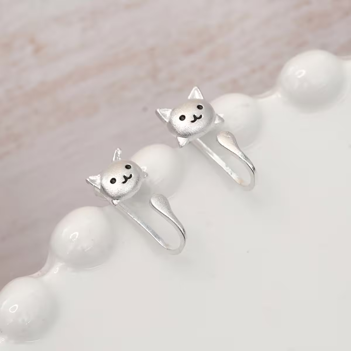 925銀針&times;小貓賣萌&times;後掛式耳環-第2張