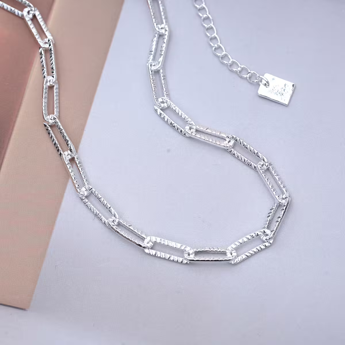 925銀飾&times;鍊條刻痕&times;鎖骨項鍊-第1張