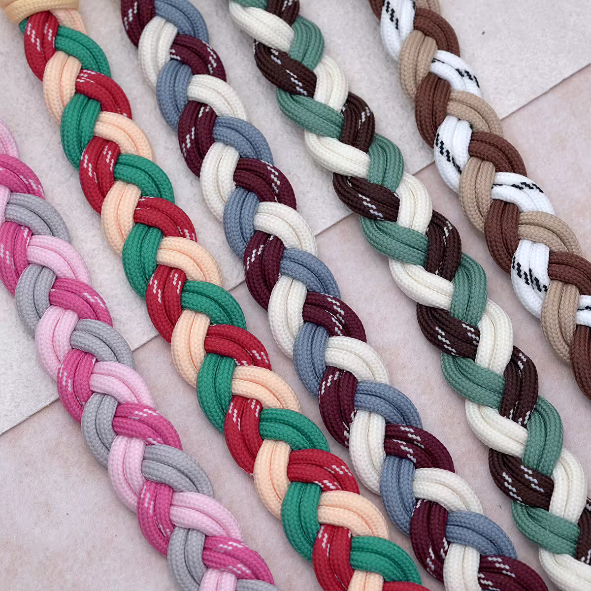 三色麻花辮&times;手機腕帶掛繩&times;粉紅灰-第6張