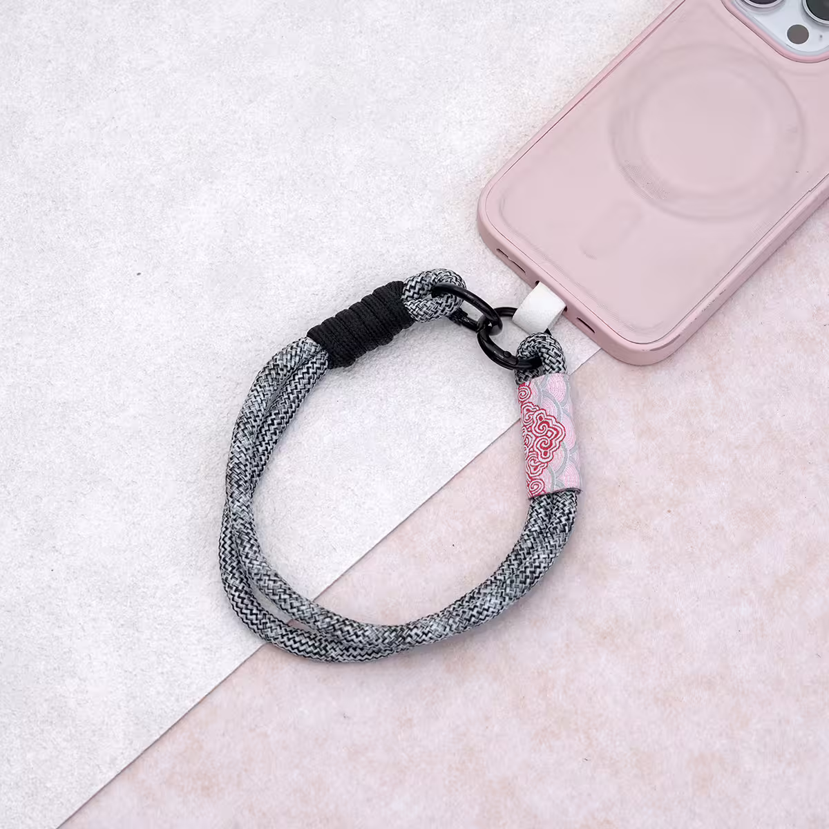 雙線古風祥雲&times;手機腕帶掛繩&times;黑灰-第3張