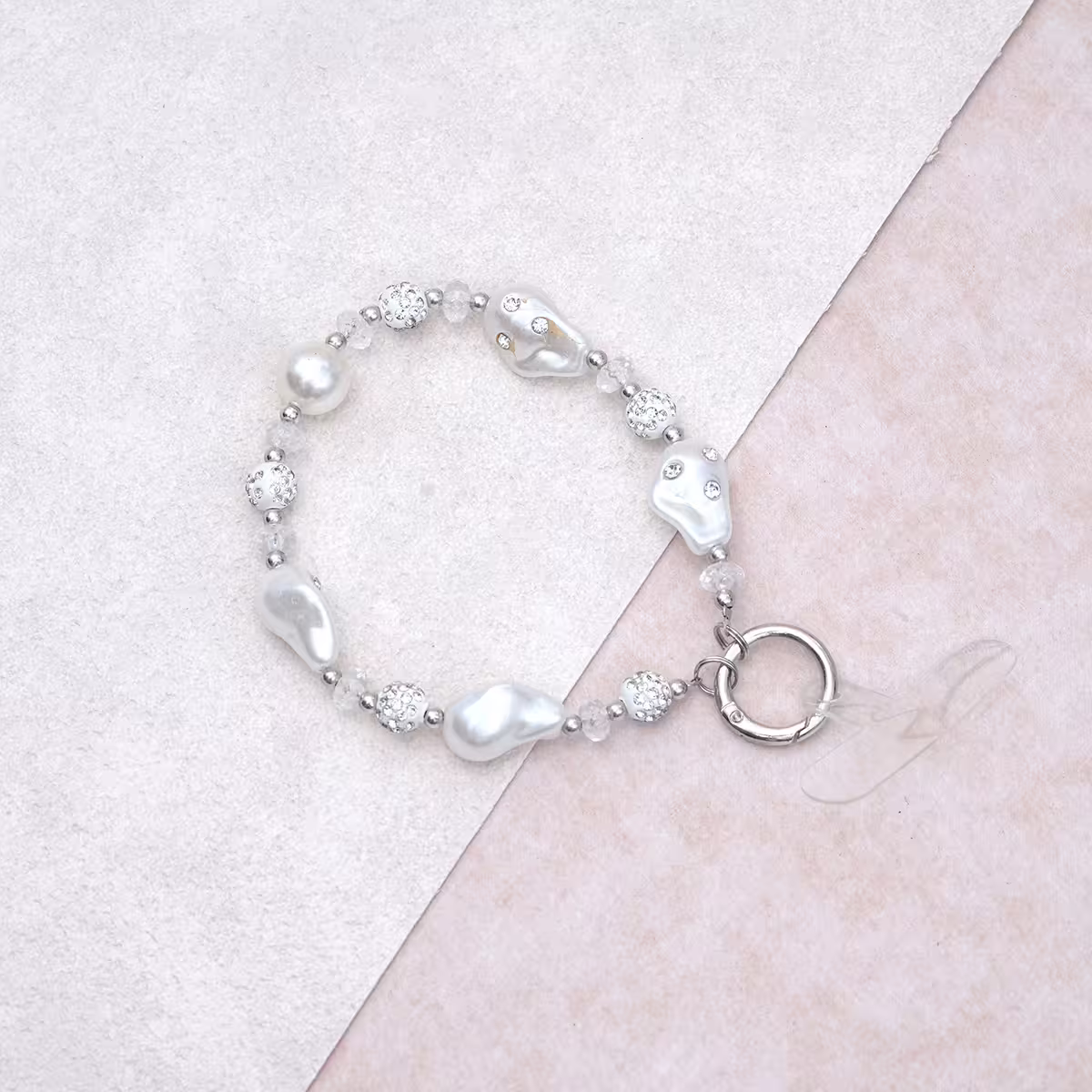 巴洛克珍珠晶鑽&times;手機腕帶掛繩-第1張