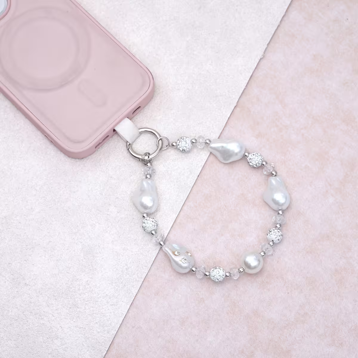 巴洛克珍珠晶鑽&times;手機腕帶掛繩-第3張