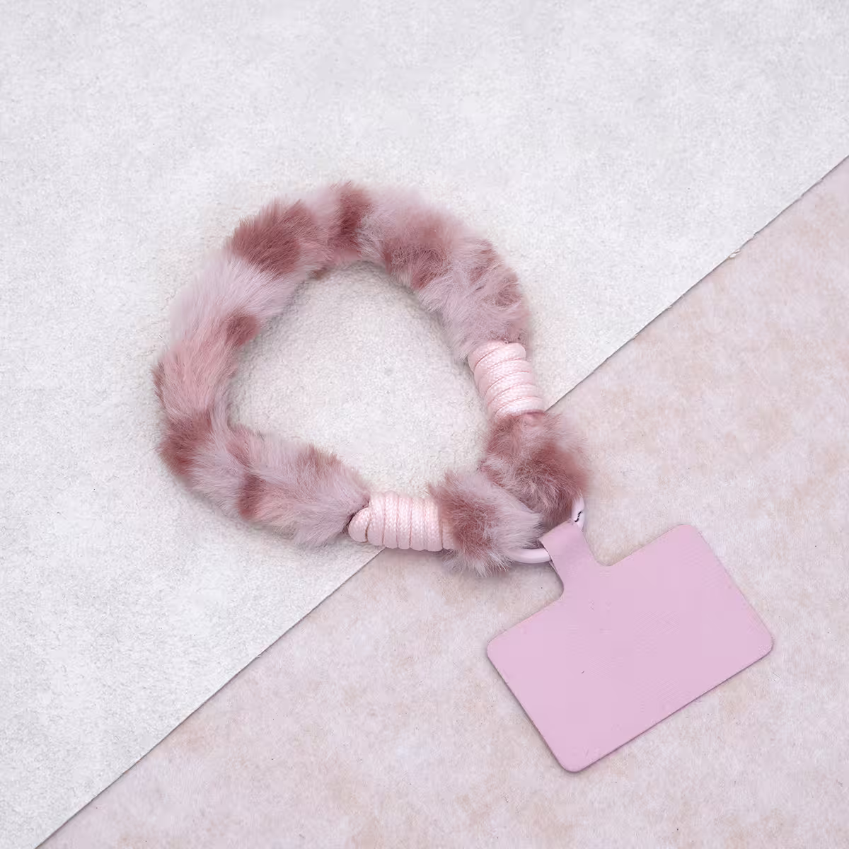 細款毛絨豹紋&times;手機腕帶掛繩&times;粉紅-第1張