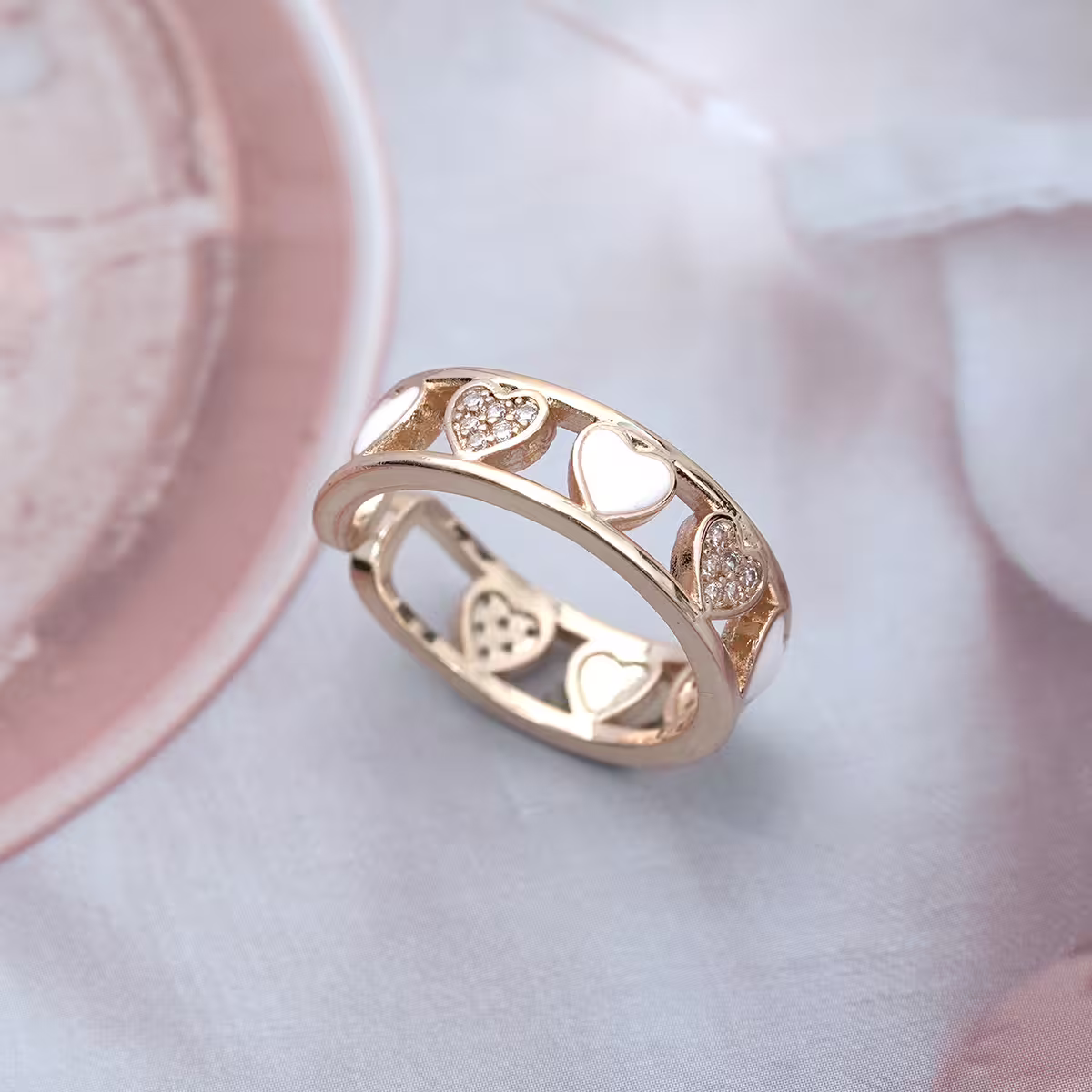金愛心鏤空晶鑽&times;開口戒指-第5張