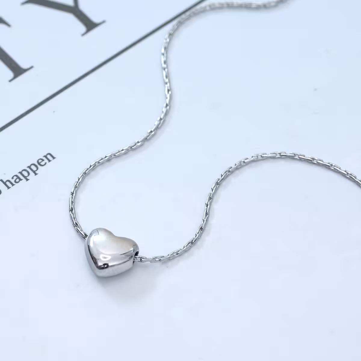 316鋼飾&times;光面小愛心蛇骨鍊&times;銀色-第1張