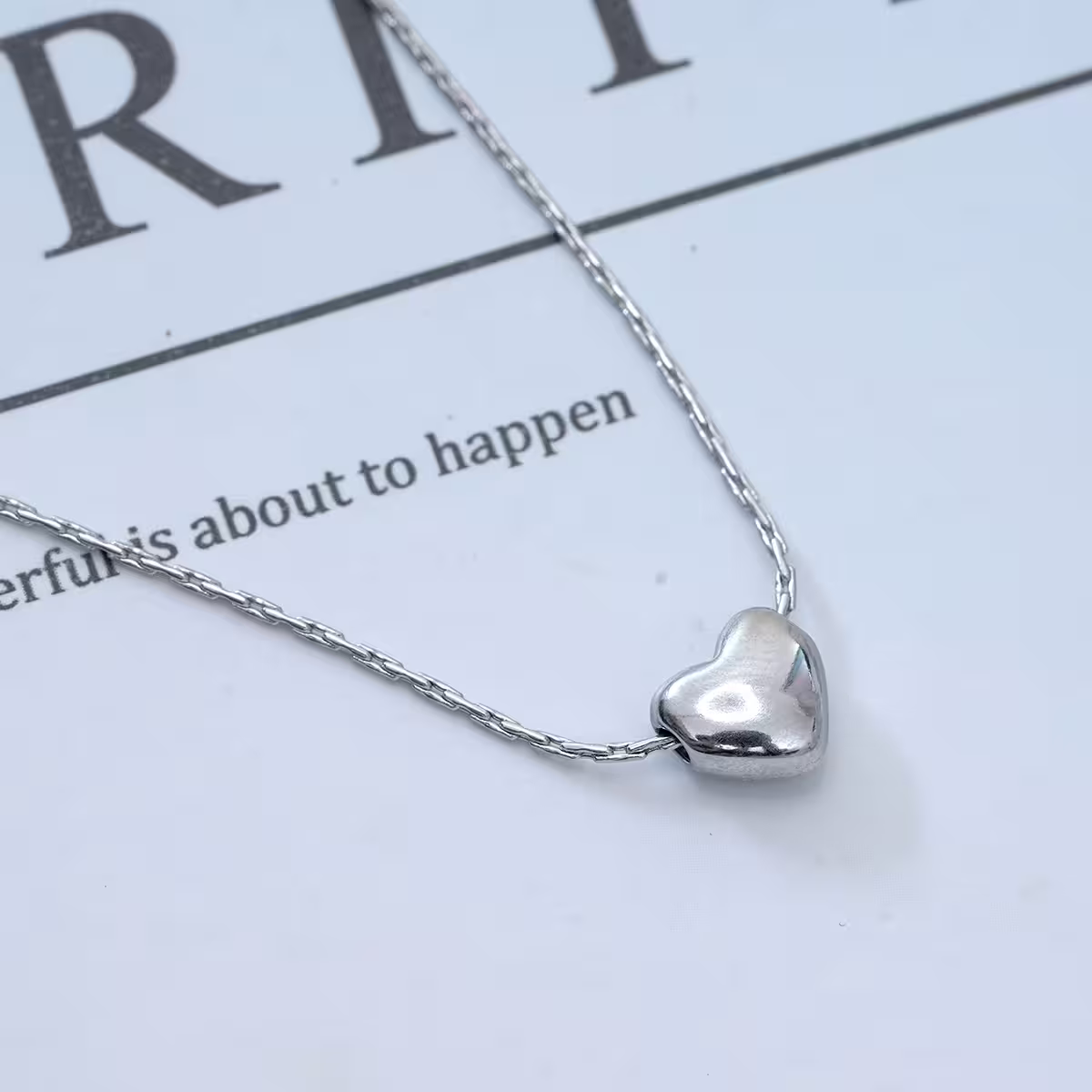 316鋼飾&times;光面小愛心蛇骨鍊&times;銀色-第2張