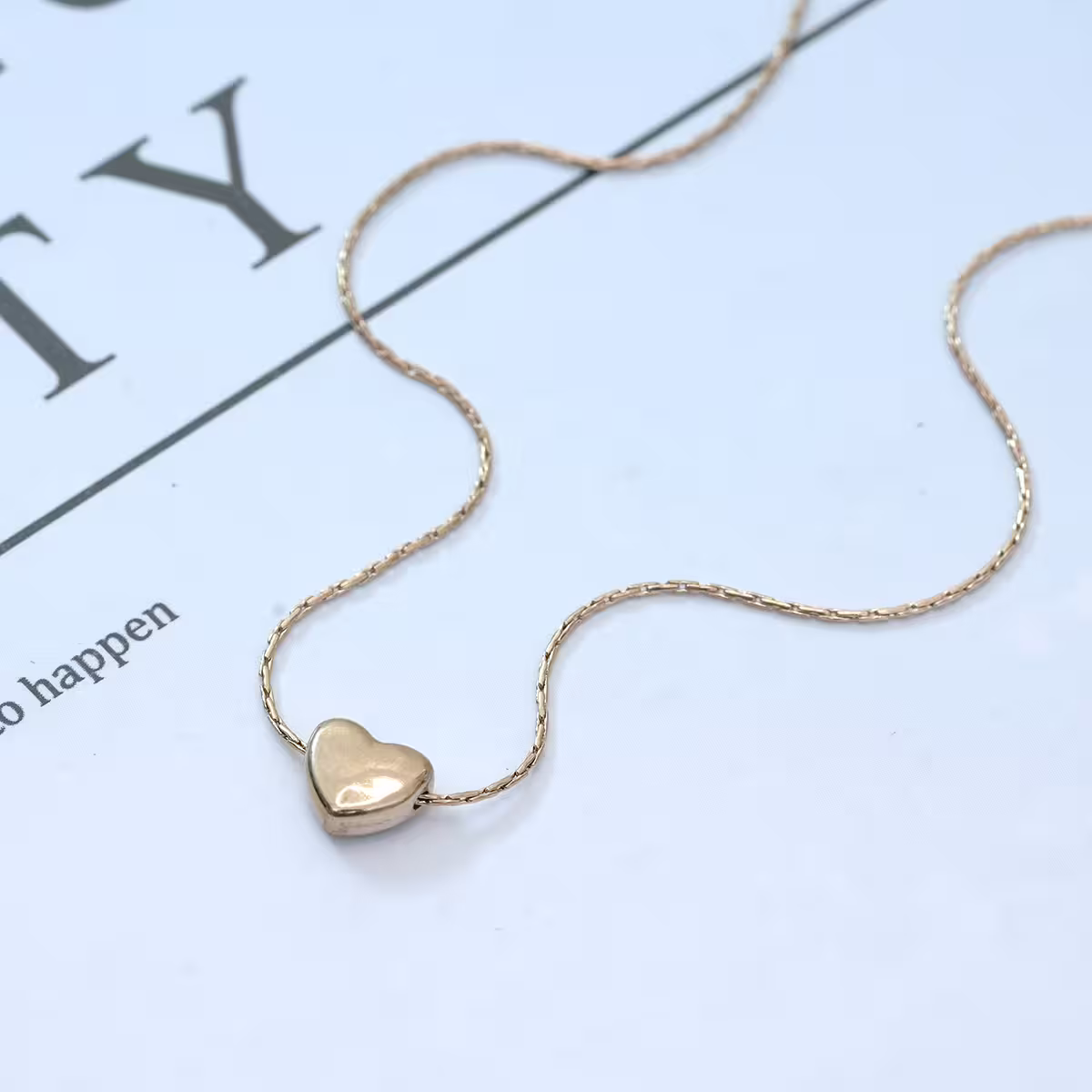316鋼飾&times;光面小愛心蛇骨鍊&times;金色-第1張