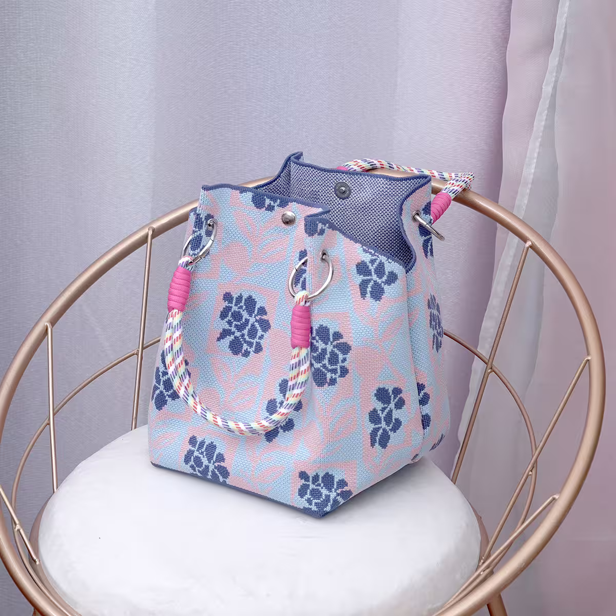 紫心葡萄&times;針織手提袋-第2張