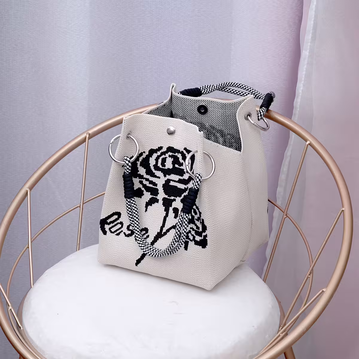 黑玫瑰&times;針織手提袋-第3張