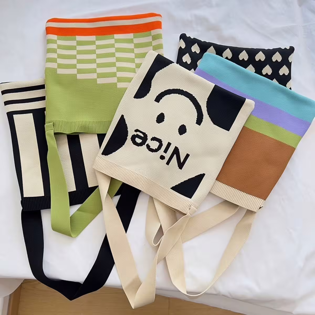 黑白笑臉&times;針織&times;單肩背包-第6張