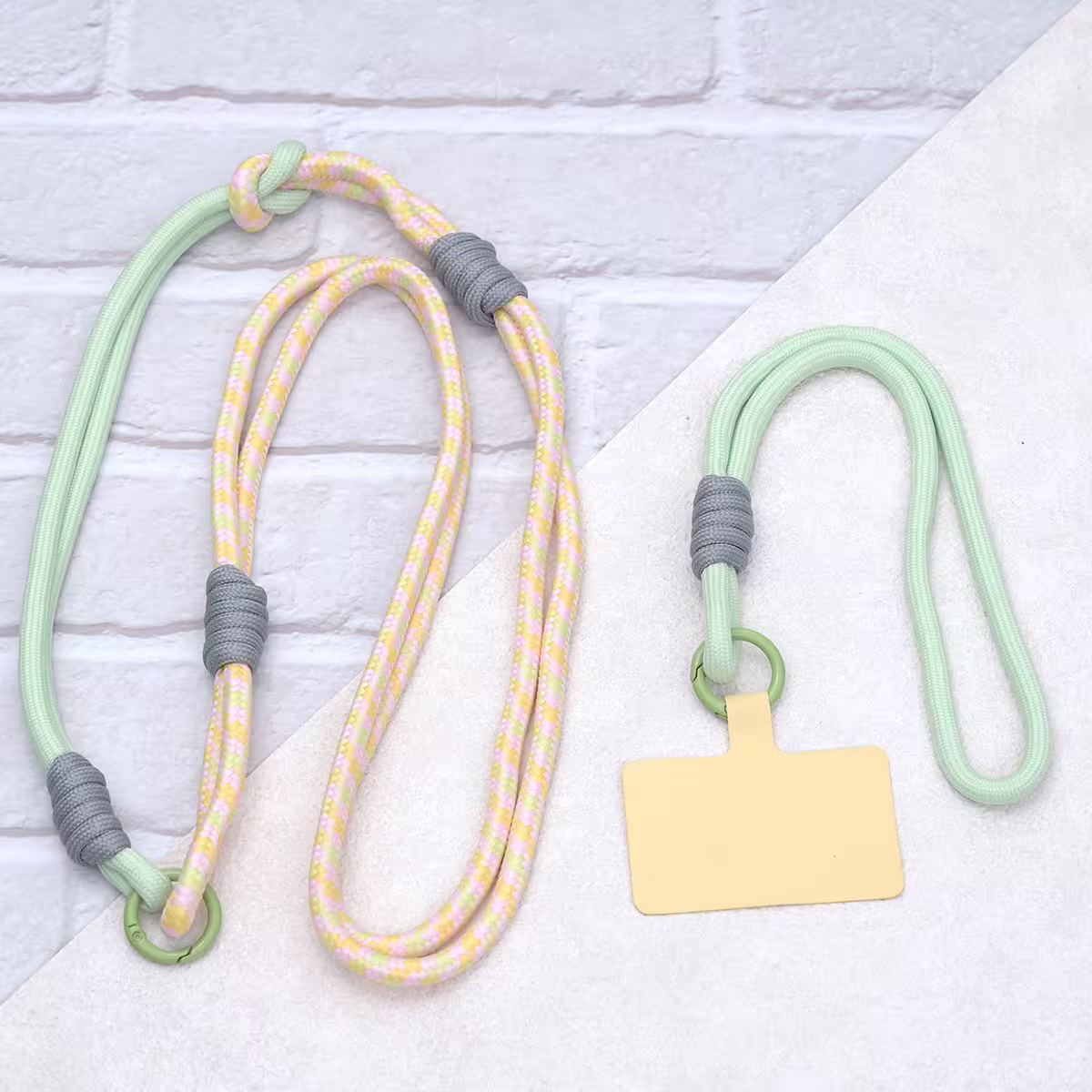 可延長運動風撞色&times;手機斜背&腕帶&times;兩用掛繩&times;黃綠紋理-第2張