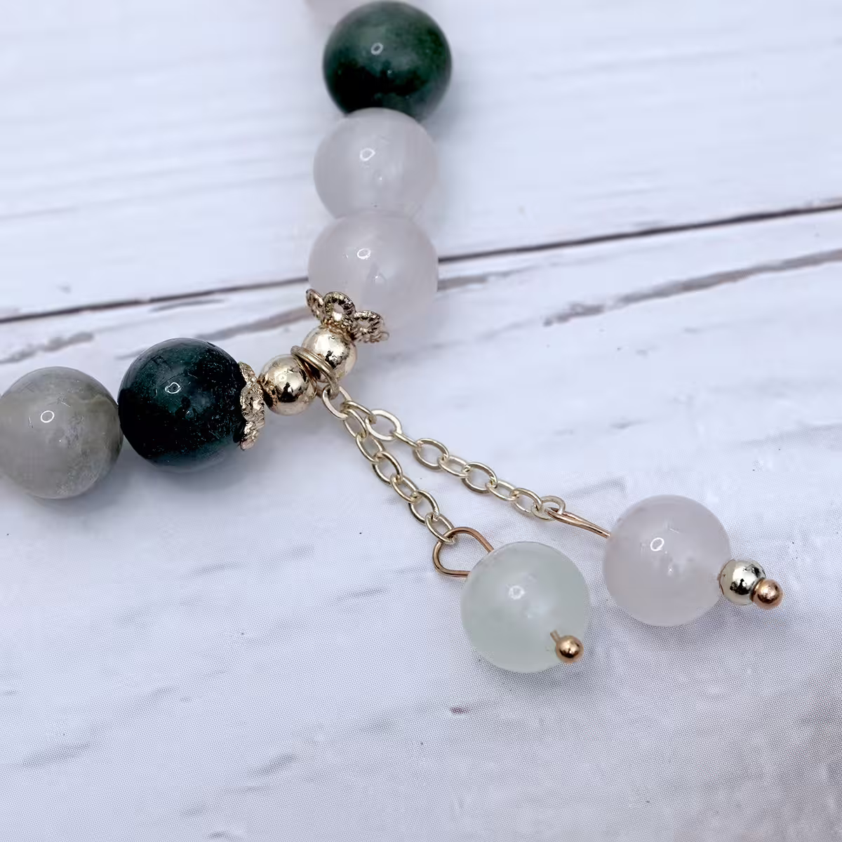 蒼鬱綠白&times;固定式串珠手鍊-第5張