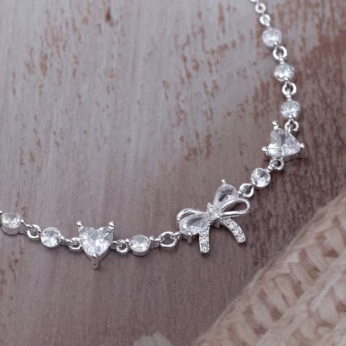 925銀飾&times;蝴蝶結愛心晶鑽&times;手鍊-第3張