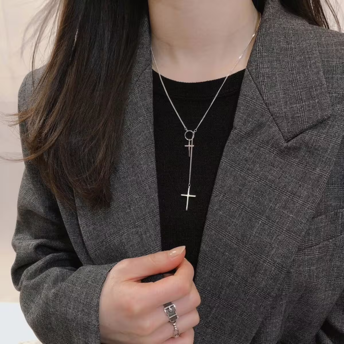 925銀飾&times;圓環雙十字&times;鎖骨項鍊-第6張