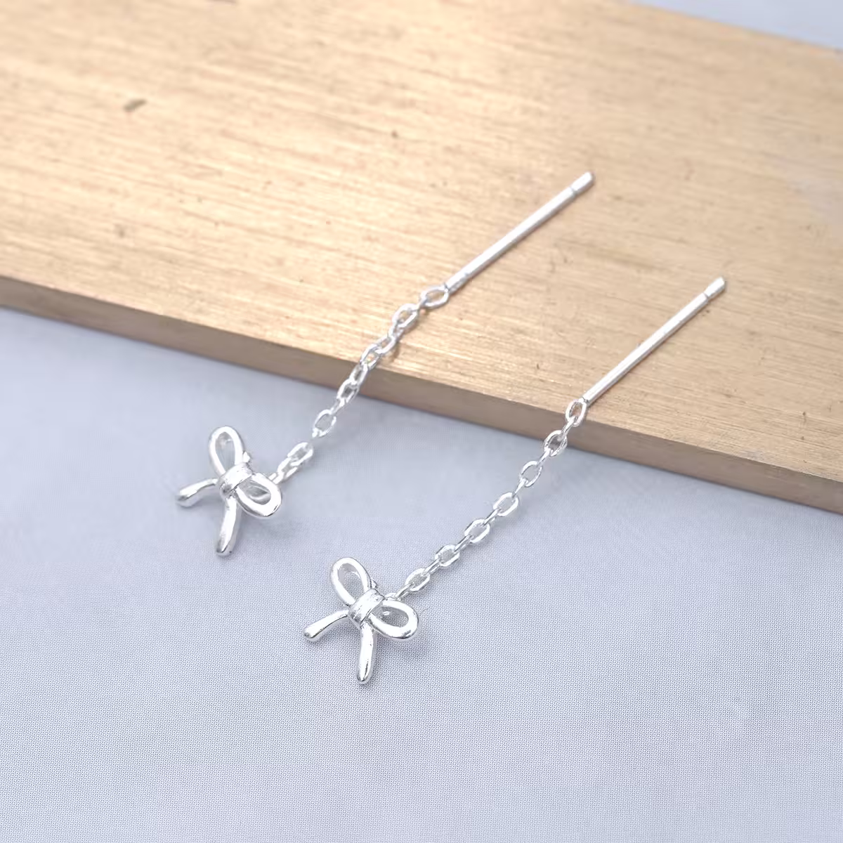 925銀針&times;蝴蝶結線條&times;耳線-第2張