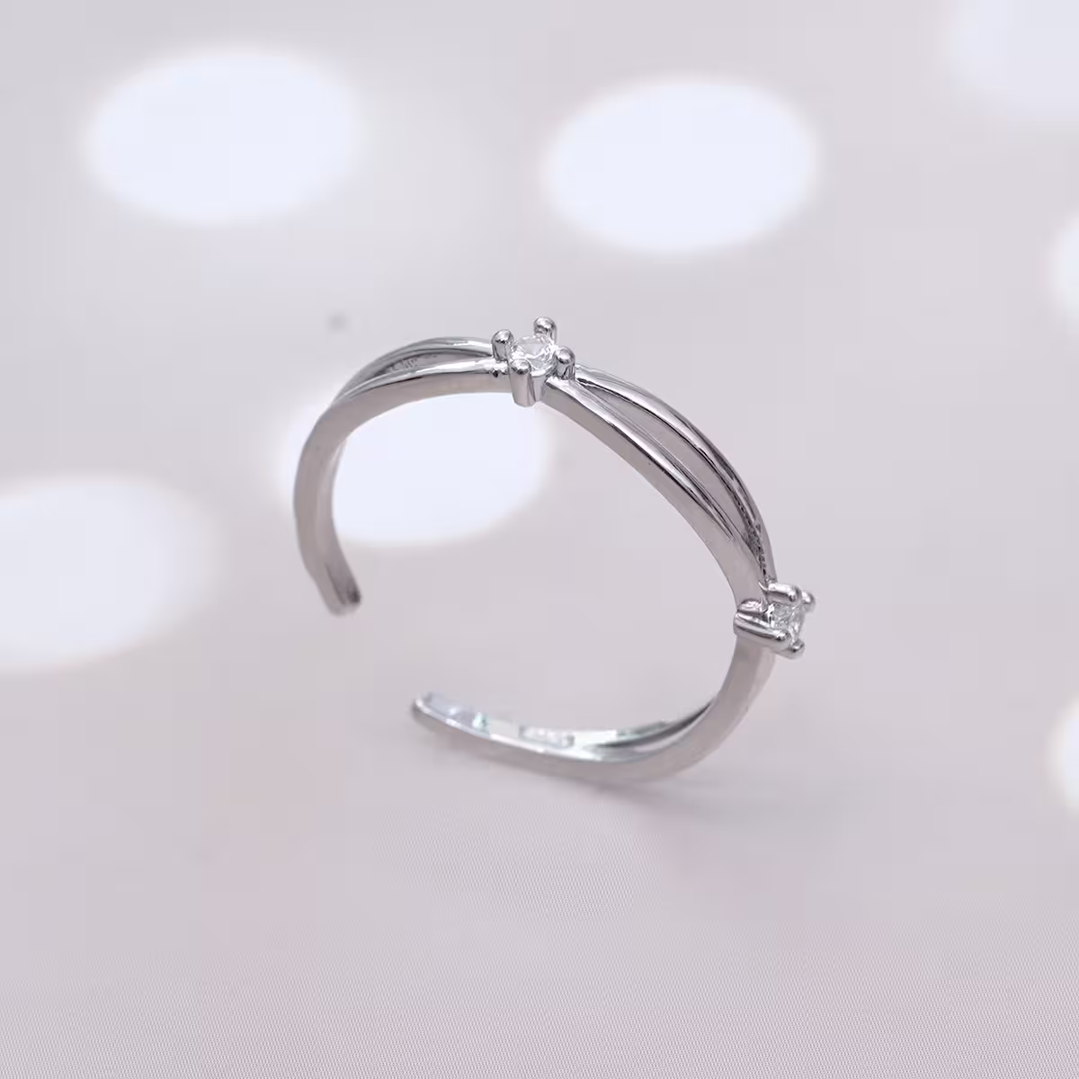 925銀飾&times;晶鑽交織&times;開口戒指-第3張